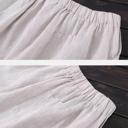 Woman Short Pants Soft Cotton Linen Pants Summer..