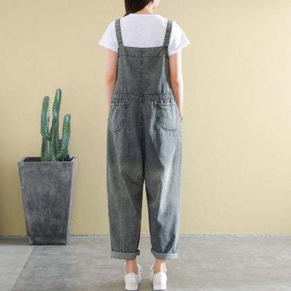Woman Loose Jeans Overalls Casual Pants Overalls..