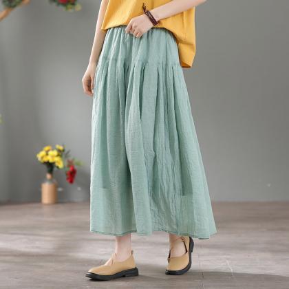 Woman Fashion Skirt Summer Loose Skirt Linen..