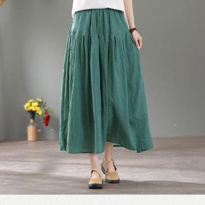 Woman Fashion Skirt Summer Loose Skirt Linen..