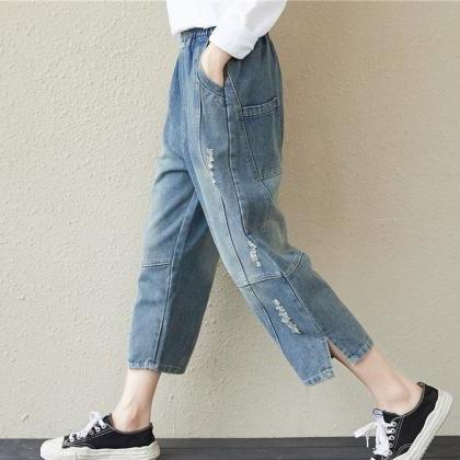 Woman Fashion Loose Pants Loose Jeans Casual Jeans..