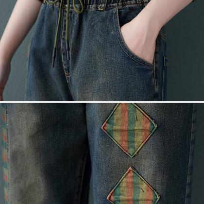 Patchwork Jeans Loose Pants Loose Jeans Casual..