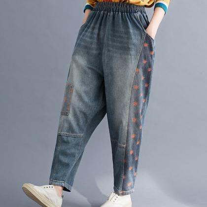 Woman Fashion Loose Pants Loose Jeans Casual Jeans..