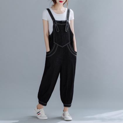 Woman Loose Jeans Overalls Casual Pants Overalls..