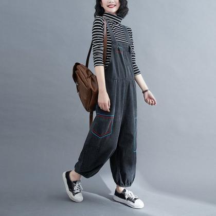 Woman Loose Jeans Jumpsuits Casual Pants Overalls..