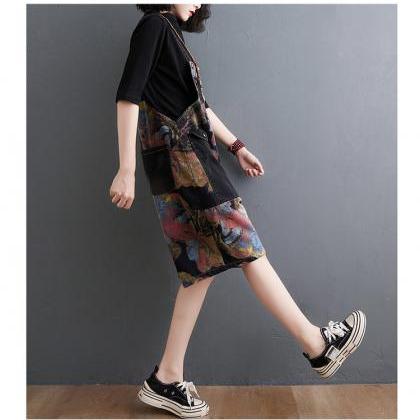 Woman Fashion Patchwork Jeans Camouflage Overalls..