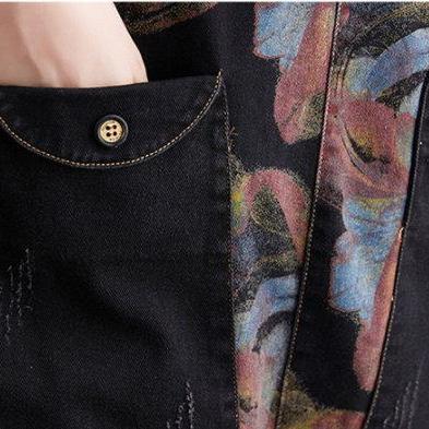 Woman Fashion Patchwork Jeans Camouflage Overalls..