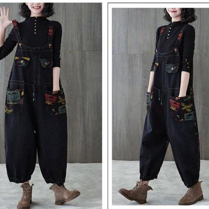 Loose Strappy Jeans Bib Loose Overalls Wide..