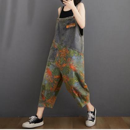 Women Fashion Loose Patchwork Jeans Patchwork..