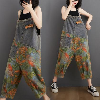 Women Fashion Loose Patchwork Jeans Patchwork..