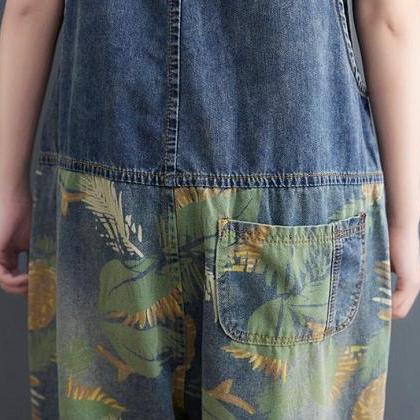 Women Fashion Loose Jumpsuits Denim Overalls Pants..