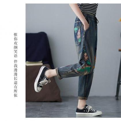 Woman Loose Jeans Pants Casual Pants Overalls..