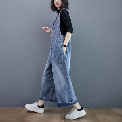 Woman Fashion Jeans Strappy Jeans Overalls Pants..