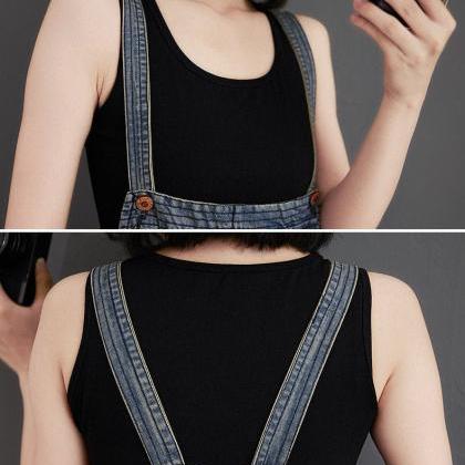 Woman's Strappy Jeans Overalls Pants..