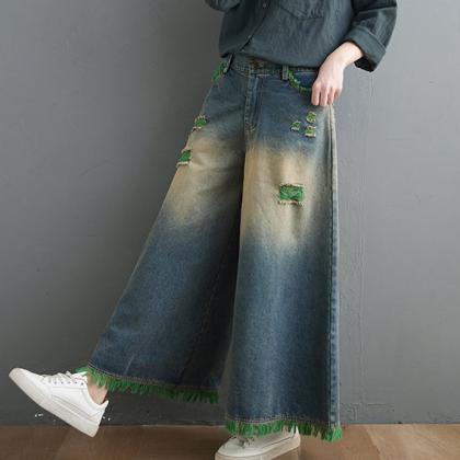 Woman Fashion Large Size Pants Demin Jeans Loose..