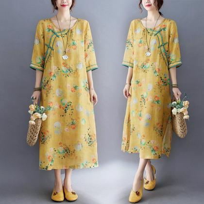 Summer Printed Dress Woman Plus Size Loose Dresses..