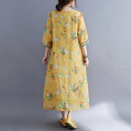 Summer Printed Dress Woman Plus Size Loose Dresses..