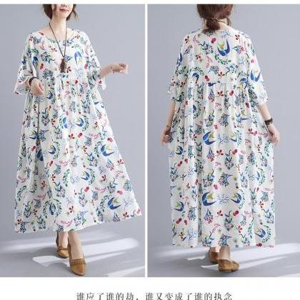 Woman Plus Size Dress Summer Loose Cotton Dresses..