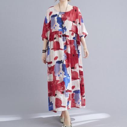 Woman Plus Size Loose Dresses 3 Colors Summer..