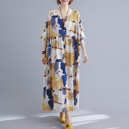 Woman Plus Size Loose Dresses 3 Colors Summer..