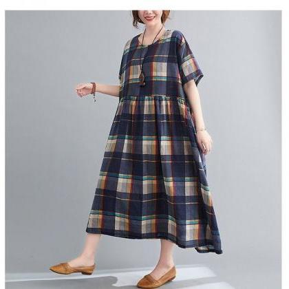 Woman Plus Size Loose Dresses Summer Dress Round..