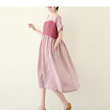 100% Linen Dress Summer Soft Linen Dresses Fashion..