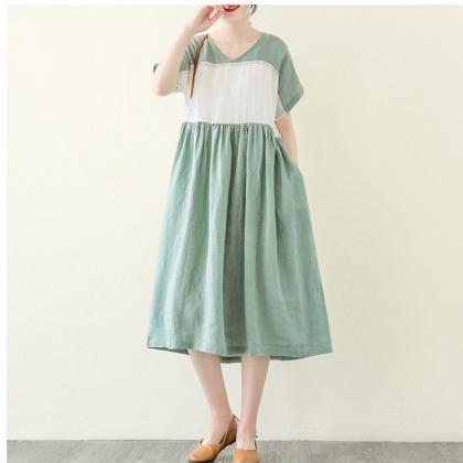 100% Linen Dress Summer Soft Linen Dresses Fashion..