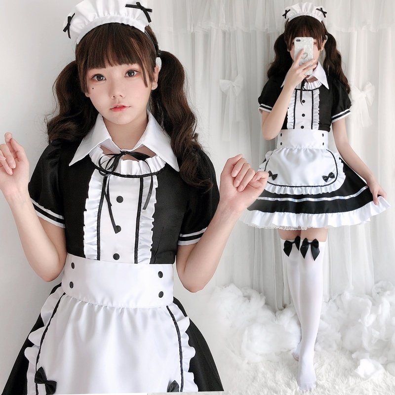 Women Kawaii Lolita Dress Lace Maid Costume Cosplay Sweet Dress