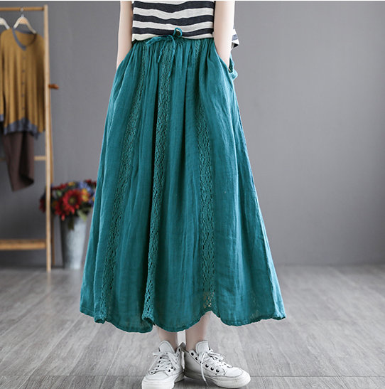 Woman Fashion Skirts Summer Skirts High Waist Skirt Linen Skirt Soft Linen Cotton Skirt Linen Dress Vintage Skirts