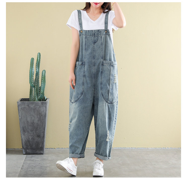 Woman Jeans Loose Pants Casual Denim Wide Leg Jumpsuit Long Jeans Casual Long Strappy Jeans Overalls Pants Baggy Jeans Demin Overalls