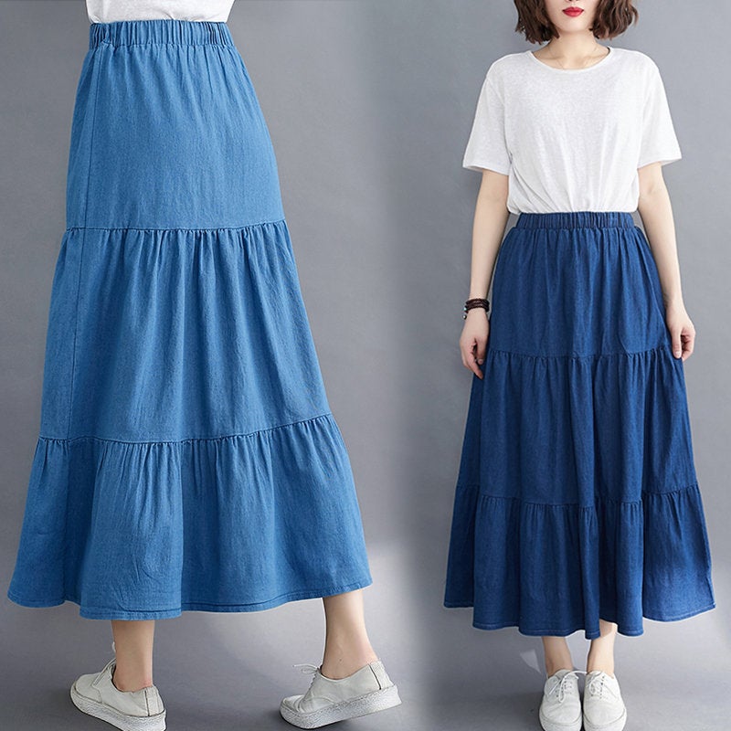 Woman Fashion Skirt Summer Skirt Demin Clothing Demin Skirts Pattern High Waist Skirt