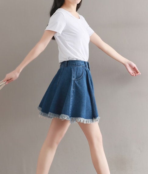 Woman Fashion Skirt Summer Skirt Demin Clothing Demin Skirts Pattern High Waist Skirt Highwaisted Short Skirt