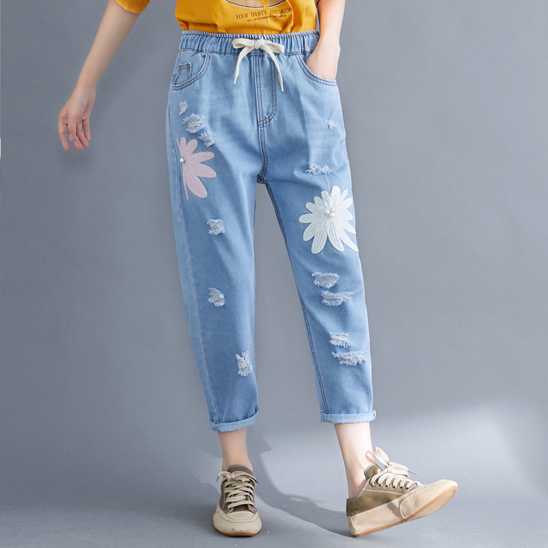 Ripped Jeans Loose Pants Loose Jeans Casual Jeans Demin Jeans Demin Pants Long Pants Jeans Vintage Embroidered Pants High Waist Pants