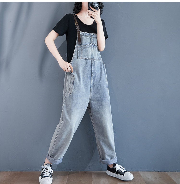 Woman Loose Jeans Pants Casual Pants Overalls Pants Strappy Jeans Oversize Pants Large Size Pants Fashion Casual Jeans