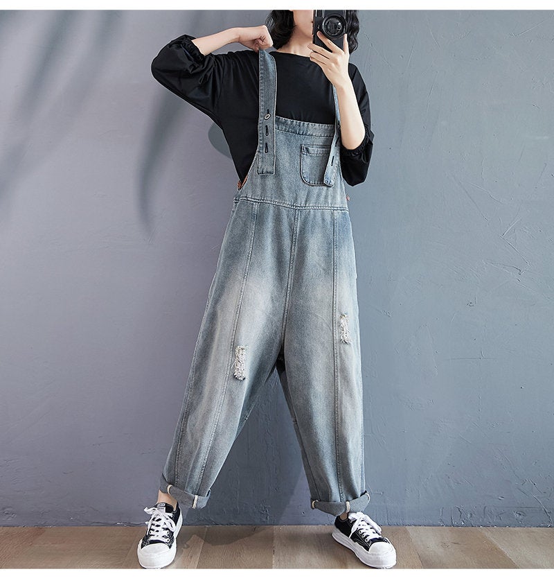 Woman Loose Jeans Loose Pants Fashion Jeans Long Pants Casual Pants Jeans Ripped Jeans Overalls Pants Jumpsuits