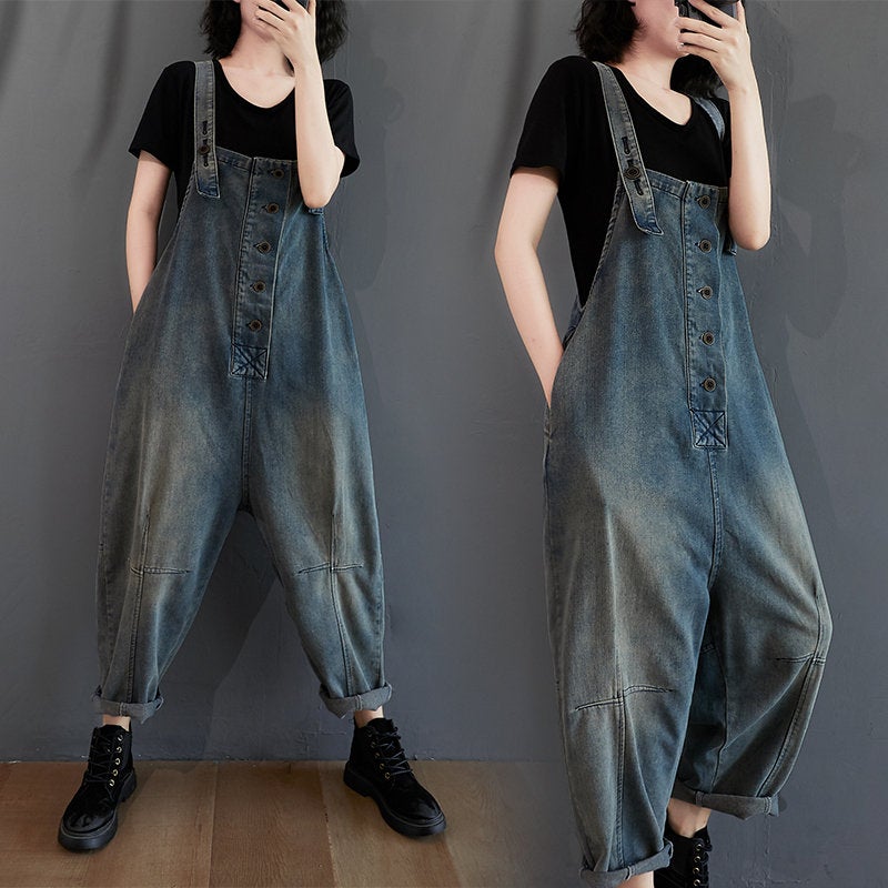 Woman Fashion Overalls Pants Loose Jeans Strappy Jeans Strap Pants Jumpsuits Casual Jeans