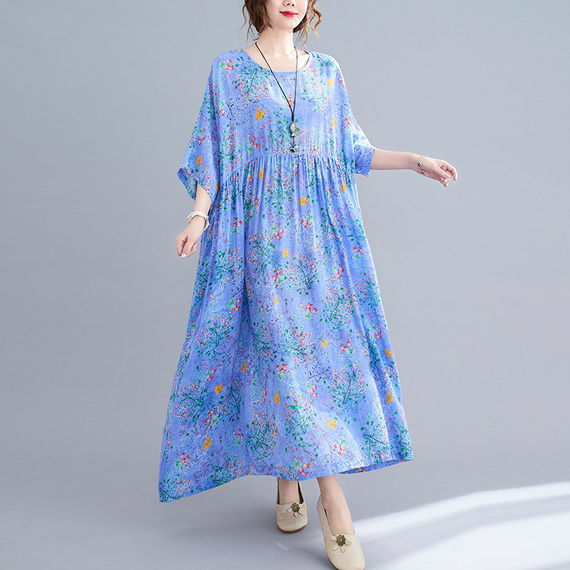 Woman Plus Size Dress Summer Loose Fashion Long Dresses With Pockets