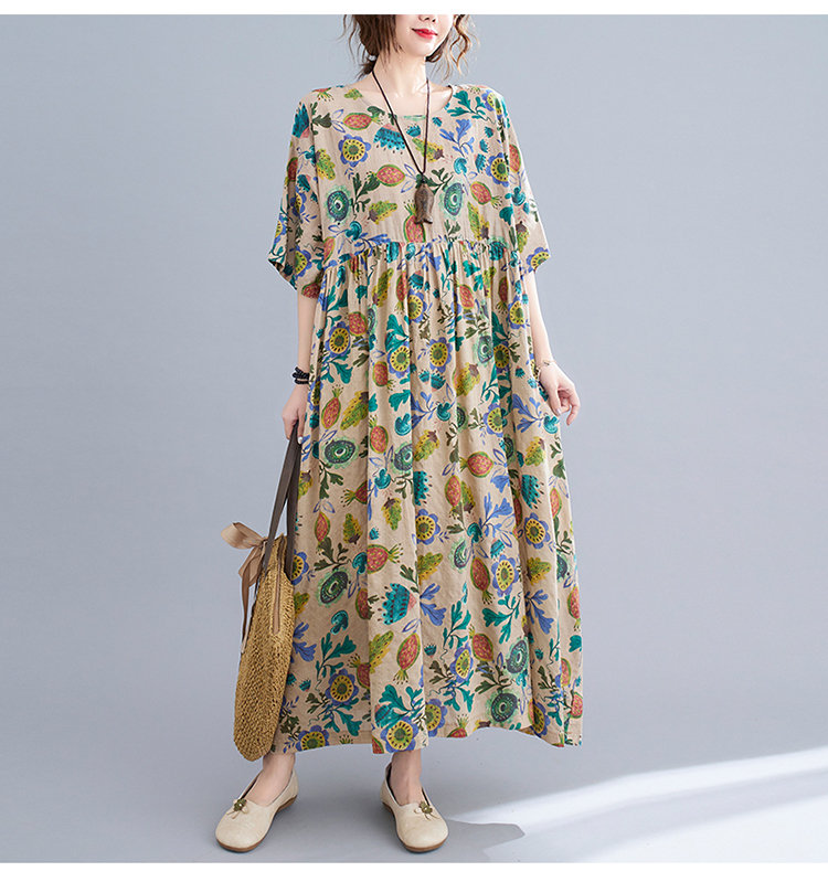 Woman Plus Size Dress Summer Loose Dresses Fashion Long Dress Oversize Dress With Pockets