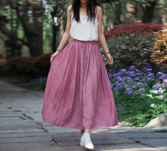 Woman Fashion Linen Skirt Linen Cotton Skirt Summer Skirt Soft Linen ...