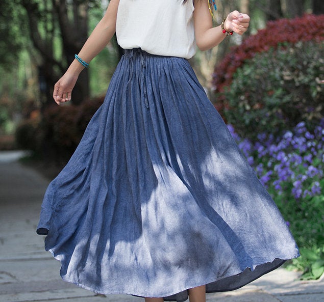 Woman Fashion Linen Skirt Linen Cotton Skirt Summer Skirt Soft Linen ...