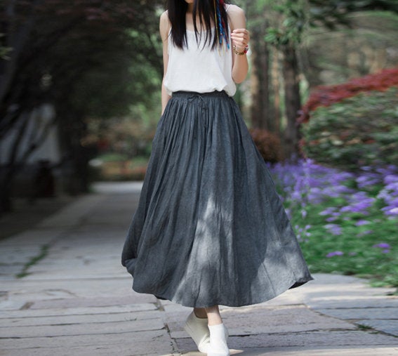 Woman Fashion Linen Skirt Linen Cotton Skirt Summer Skirt Soft Linen ...