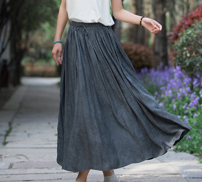 Woman Fashion Linen Skirt Linen Cotton Skirt Summer Skirt Soft Linen ...